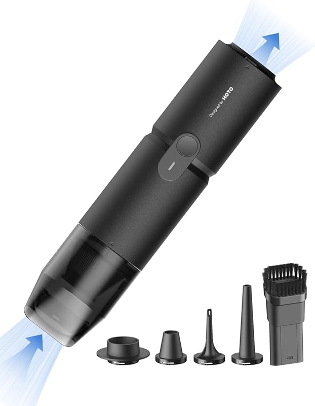 HOTO handheld vacuum with 15,000Pa suction and air duster for keyboard