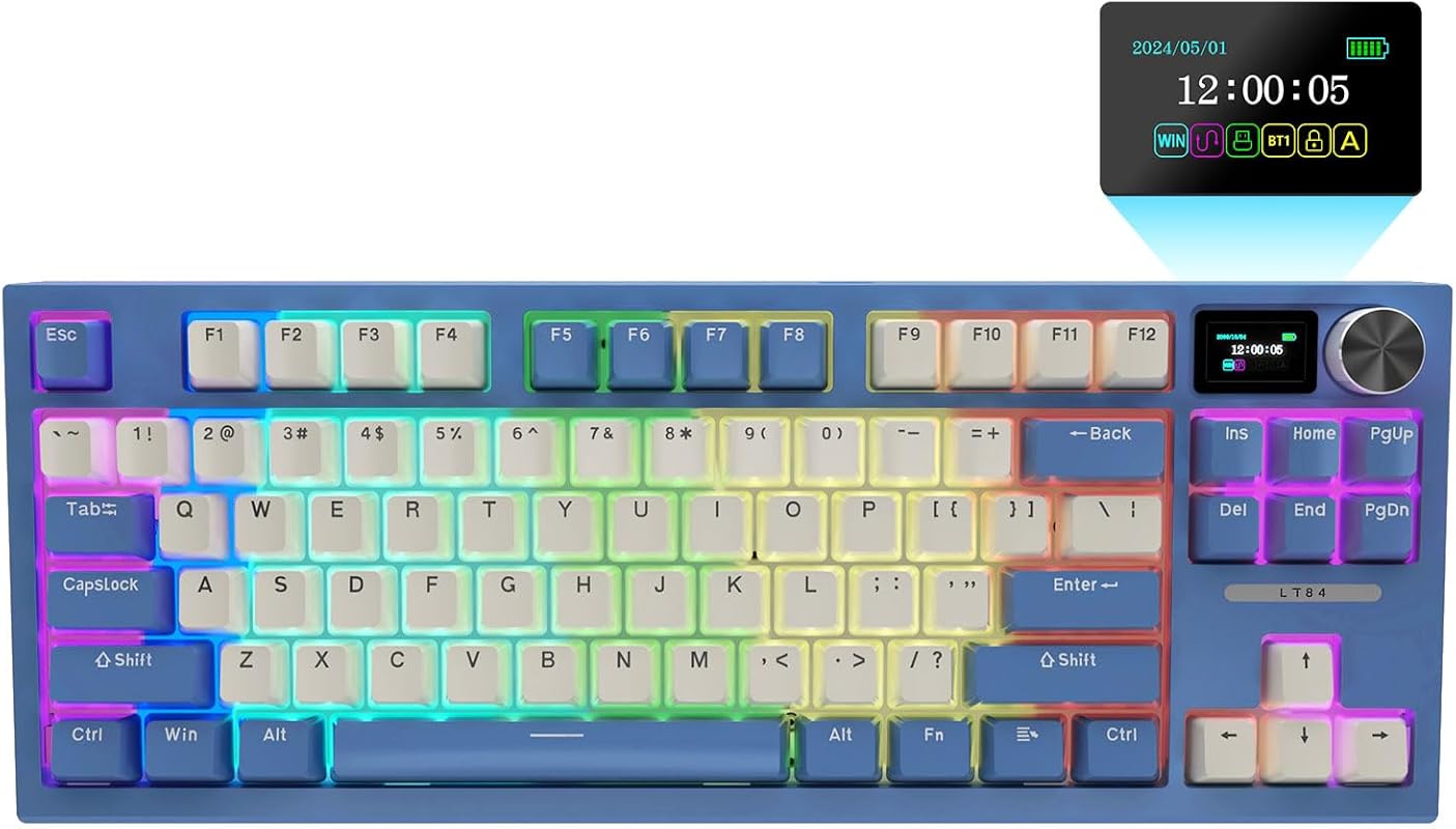LT84 Wireless Mechanical Keyboard, Hot Swappable Gaming Keyboard with
