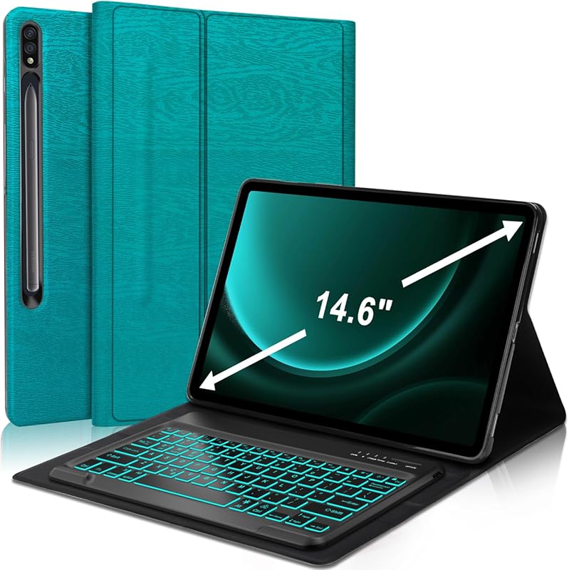 Green Keyboard Case for Samsung Galaxy Tab S8 Ultra – Detachable, Back