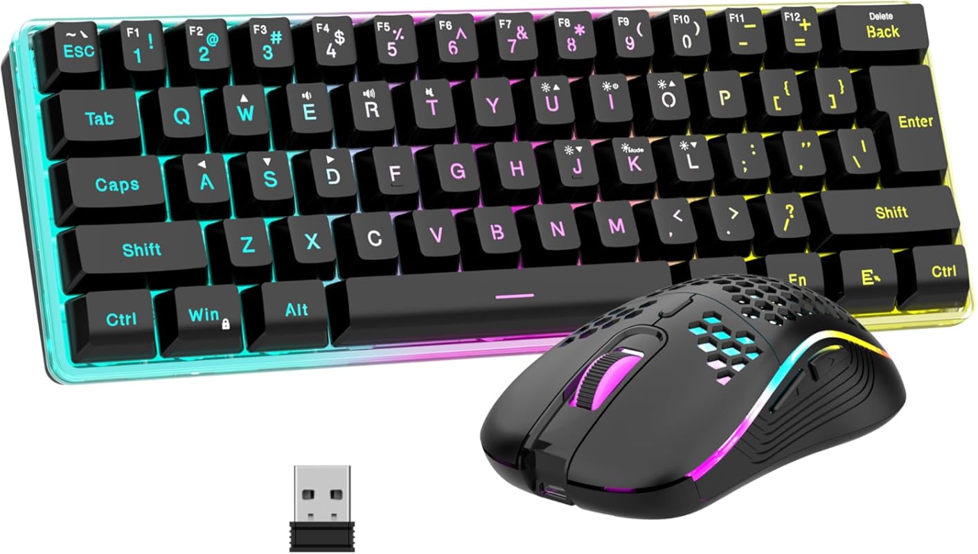 RedThunder 60% wireless RGB gaming keyboard and mouse combo with compa