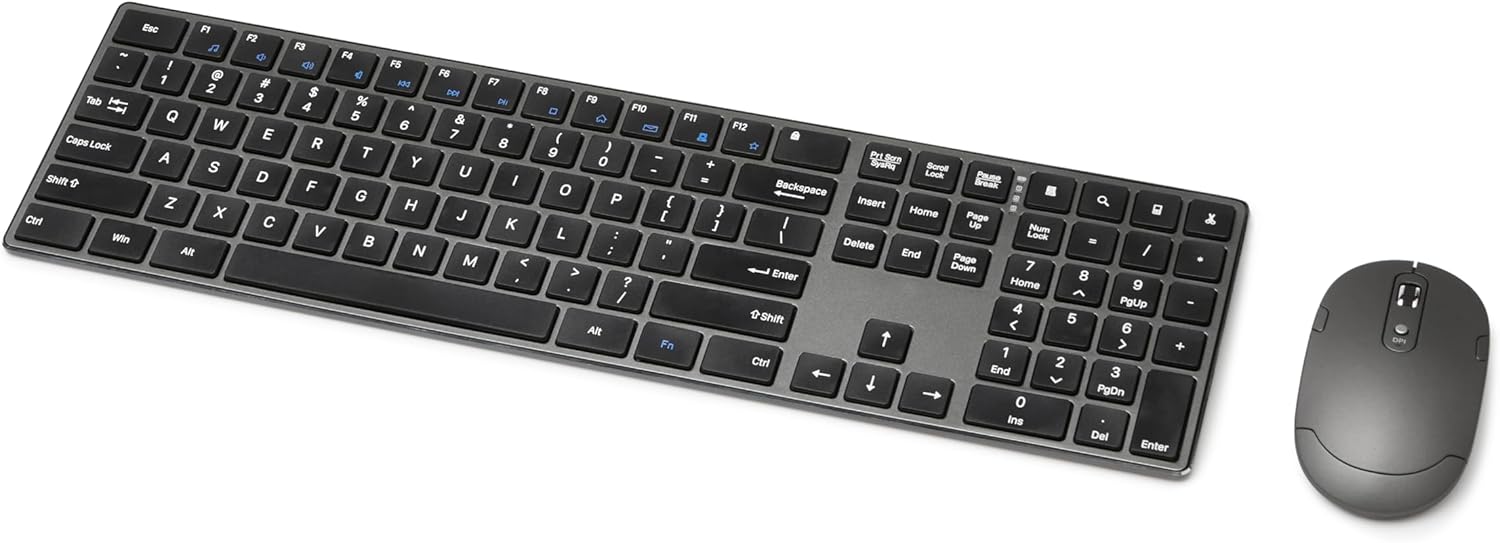 Amazon Basics Ultra Premium Wireless Keyboard and Mouse Combo with Rec