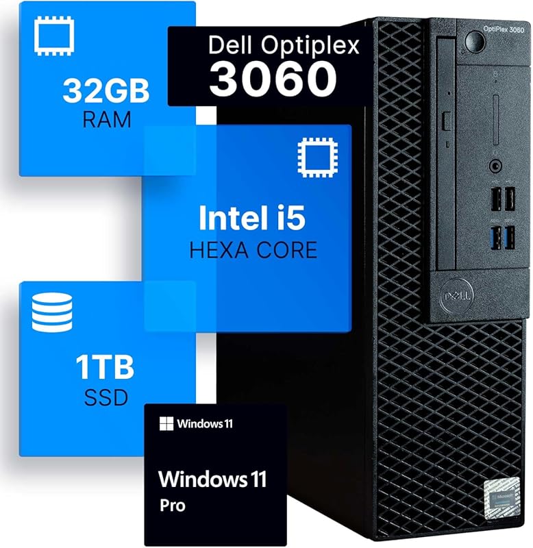 Dell OptiPlex 3060 Desktop PC: Intel i5-8500, 32GB RAM, 1TB SSD, Windo