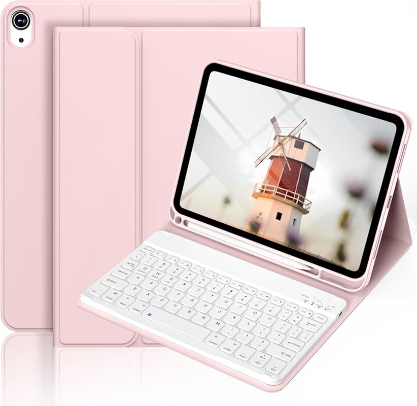 iPad 11th/10th Gen Case with Keyboard, Pencil Holder, and Auto Wake/Sl