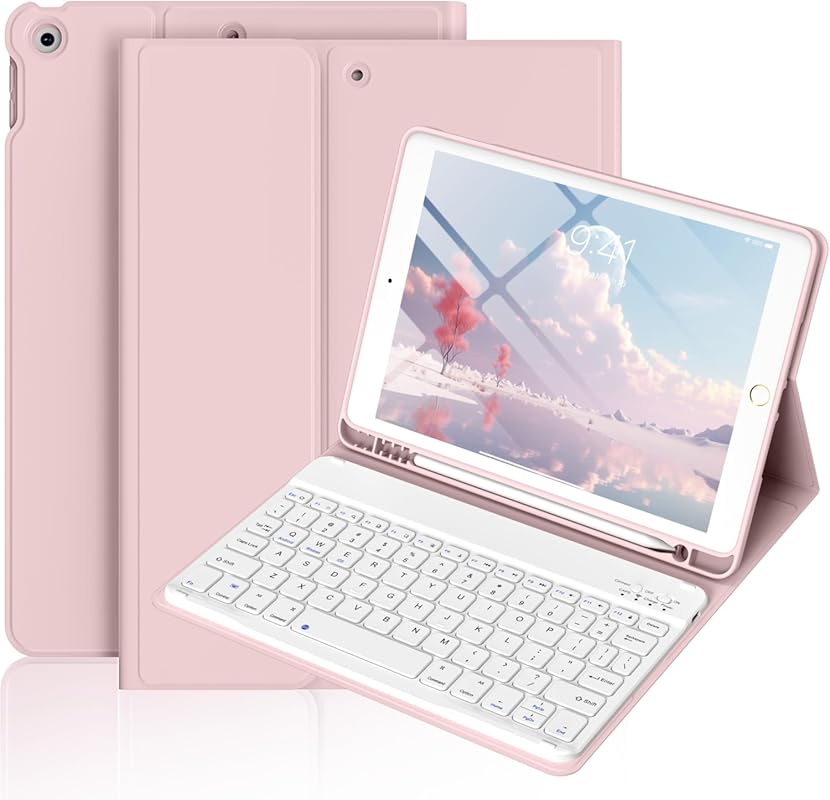 iPad 9th/8th/7th Gen Keyboard Case with Pencil Holder and Auto Wake/Sl
