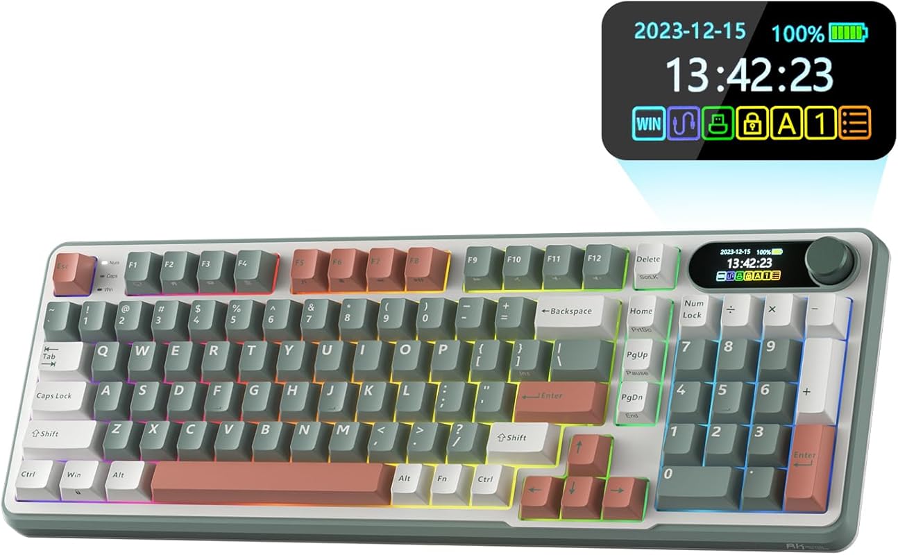 RK Royal Kludge S98 wireless mechanical keyboard with smart display an