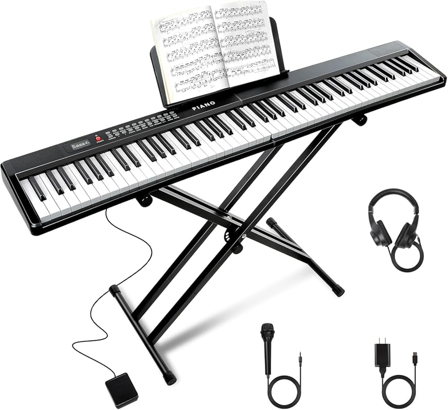 88-Key Semi-Weighted Digital Piano with MIDI, Bluetooth, and 1000 Tone