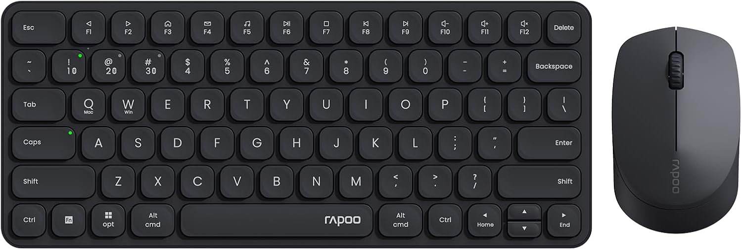 Multi-device wireless keyboard and mouse combo with Bluetooth 5.0, 2.4