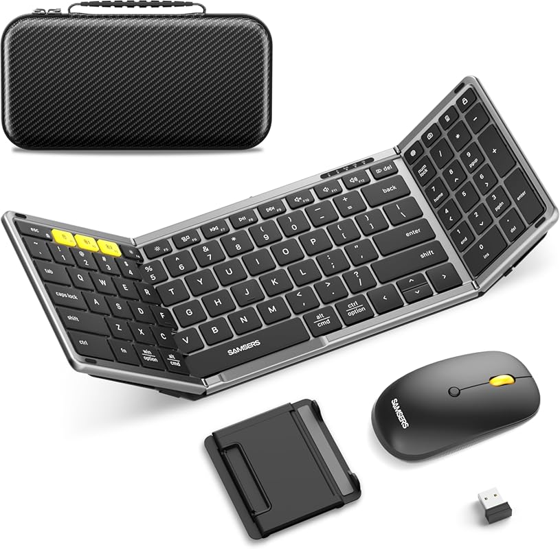 Samsers Foldable Bluetooth Keyboard and Mouse Combo for Windows, Andro