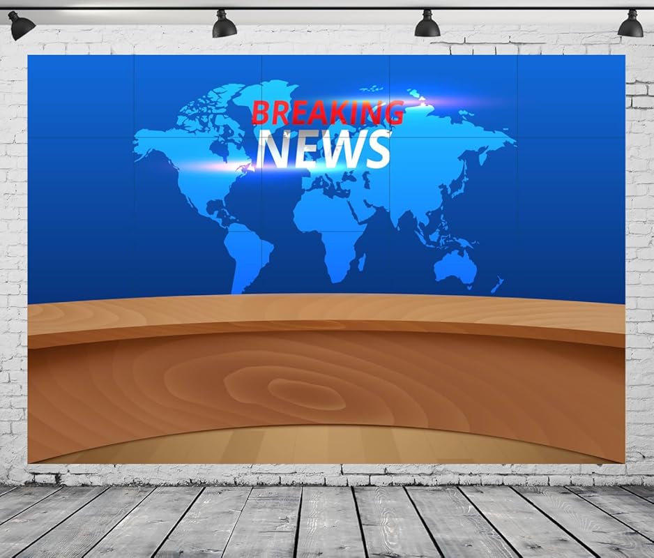 CORFOTO 7x5ft Breaking News Backdrop for Broadcast Hall and TV Talk Sh