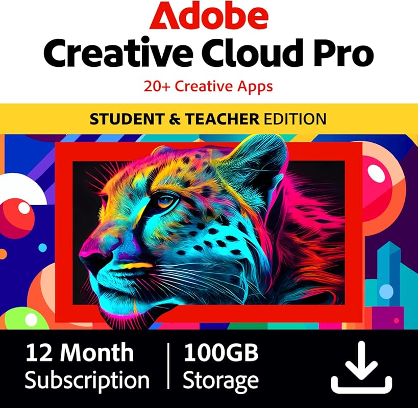 Adobe Creative Cloud Pro: 20+ Apps, 100GB Storage, 12-Month Subscripti