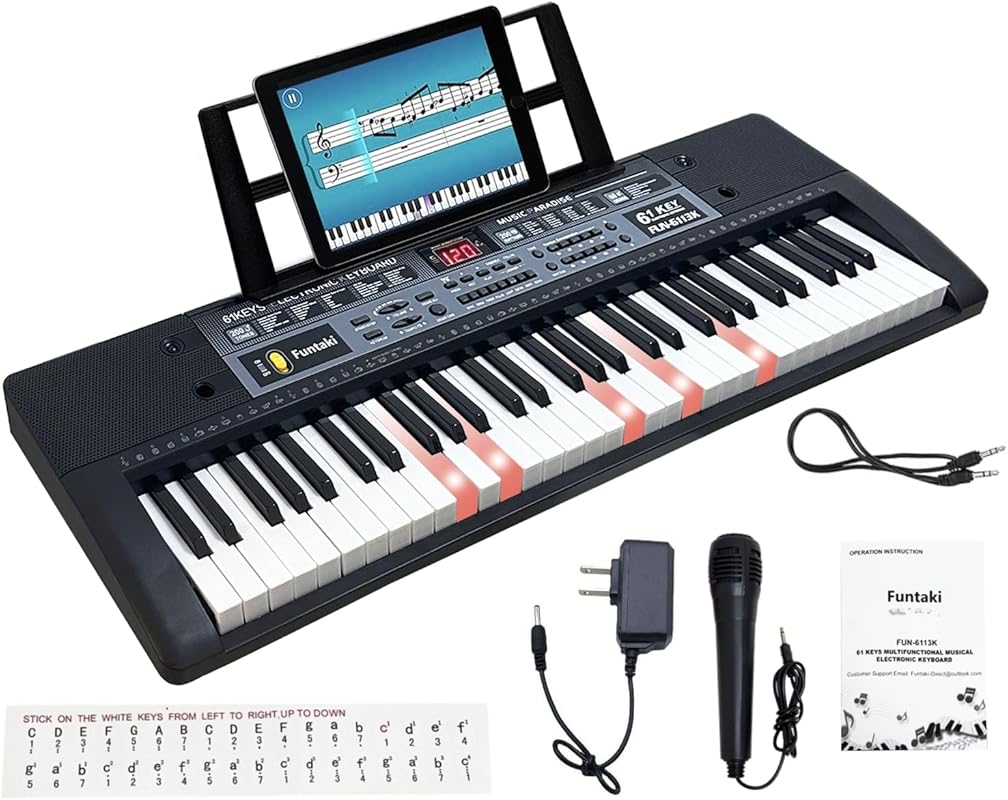 61 Key Electronic Keyboard Piano with Lighted Up Keys, Musical Mini Ke