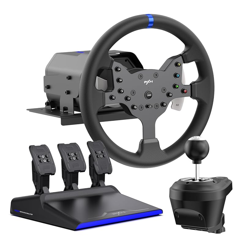 PXN V99 3.2Nm Force Feedback Racing Wheel with 3 Pedals and Shifter fo