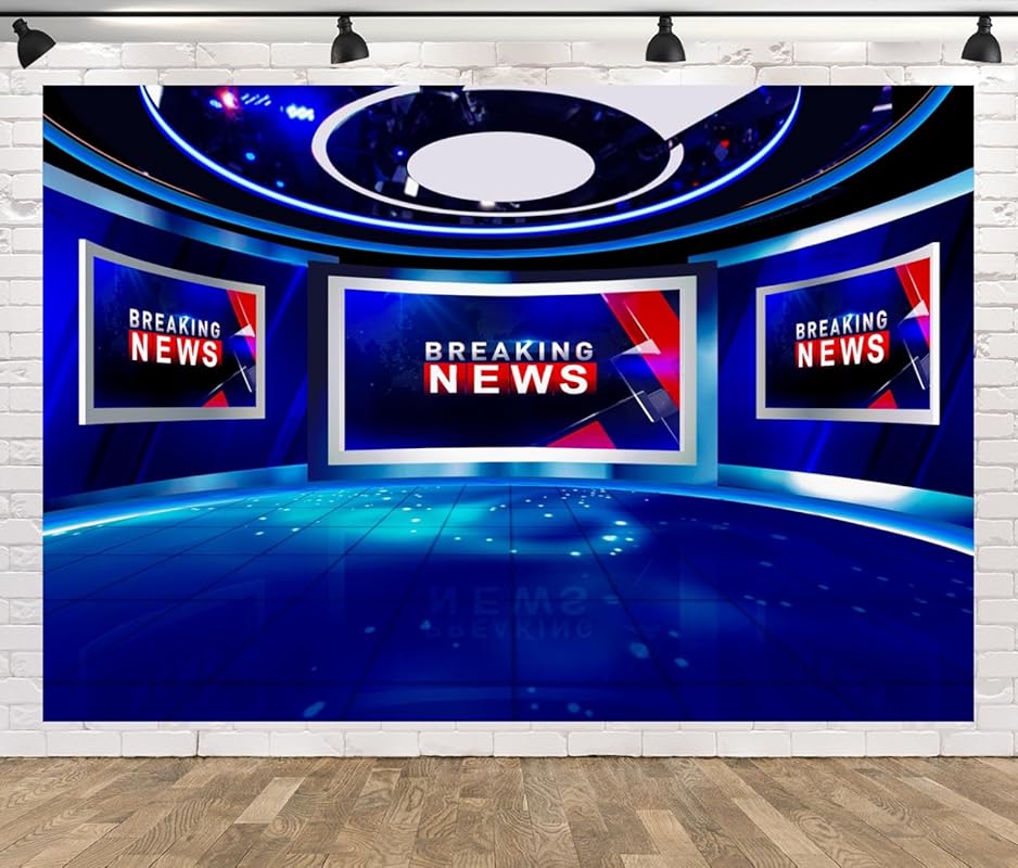 CORFOTO 7x5ft News Broadcast Backdrop for TV Studio and News Reporter 