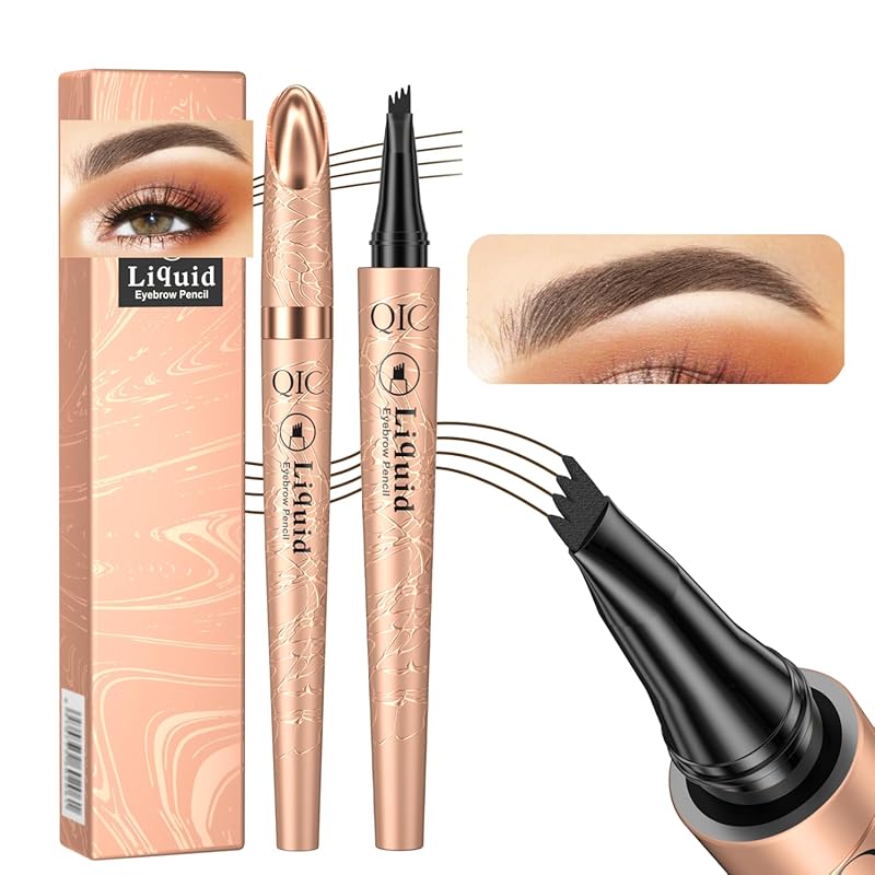 Q706 Eyebrow Pen, 4 Tipped, Precise, Long-lasting, Waterproof Eyebrow 