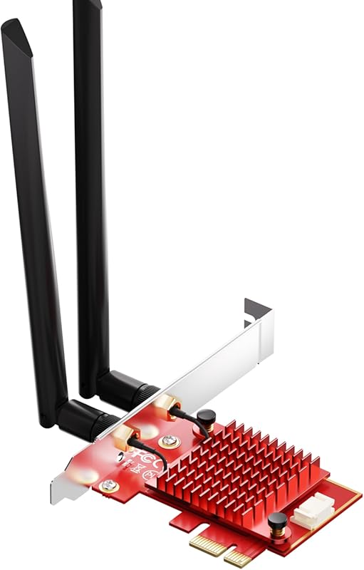 WiFi 6E PCIe Card | Intel AX210 Chip | 5400Mbps Tri-Band 2.4GHz/5GHz/6