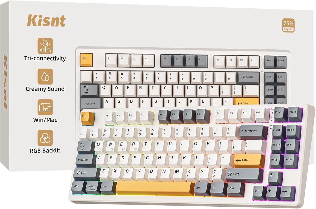 KN85 wireless mechanical gaming keyboard with 75% layout, RGB, and hot
