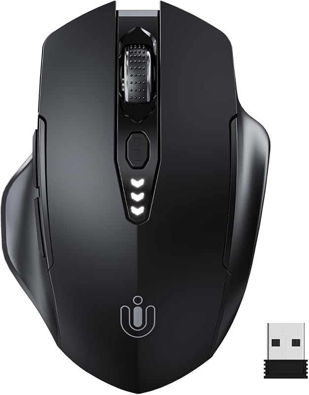 Uineer Wireless Mouse – 2.4GHz, Rechargeable, 4 DPI Levels, Ergonomic,