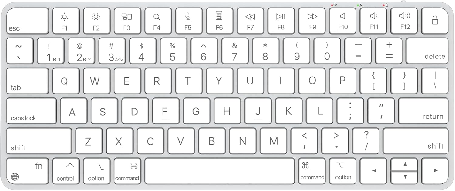 Wireless Keyboard for Mac, Bluetooth/2.4G USB Dual-Channel Connection,