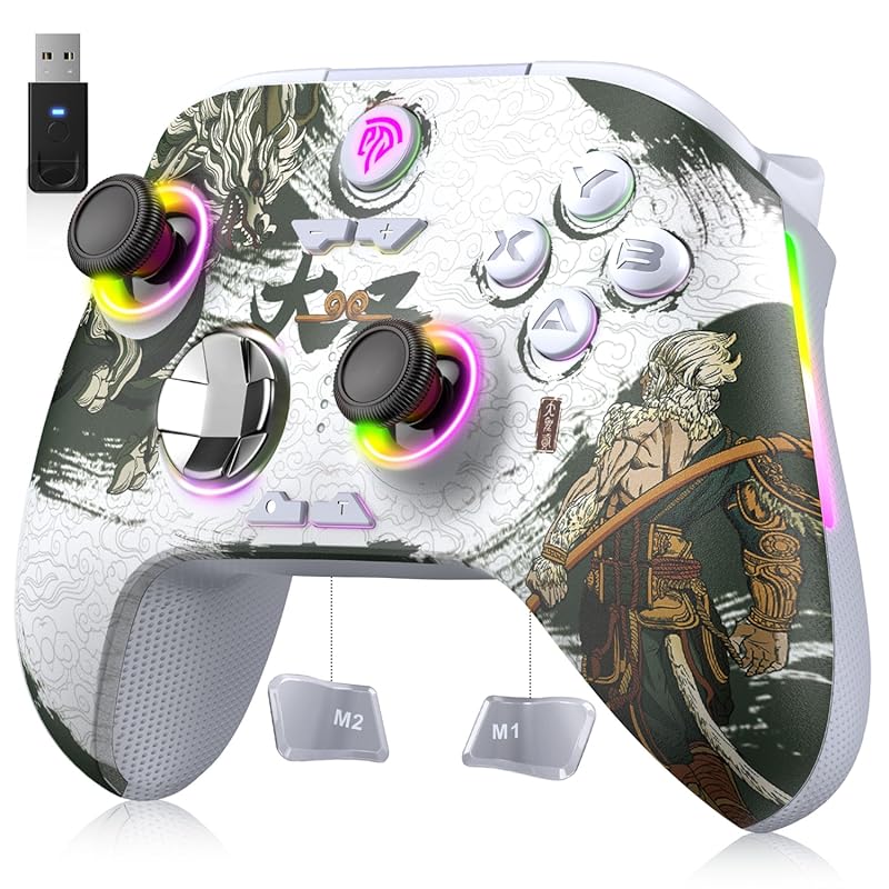 EasySMX X15 wireless PC controller with Hall joysticks, RGB lighting, 