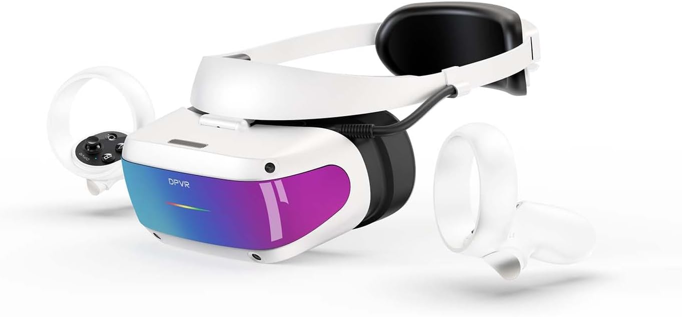 DPVR E4 VR Headset – PCVR Virtual Reality Headset with Controller, Com
