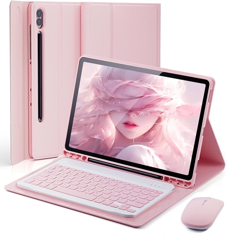 Pink Keyboard Case for Samsung Galaxy Tab S8 Ultra – Detachable, S Pen