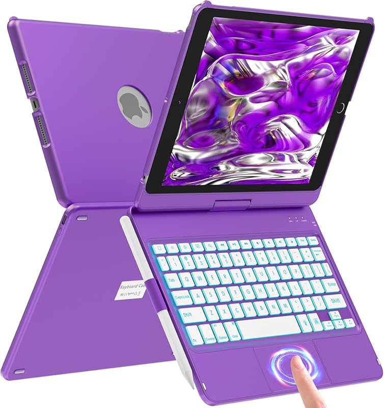 aMZCaSE iPad 9th/8th/7th Gen keyboard case with touchpad, 360° cover,