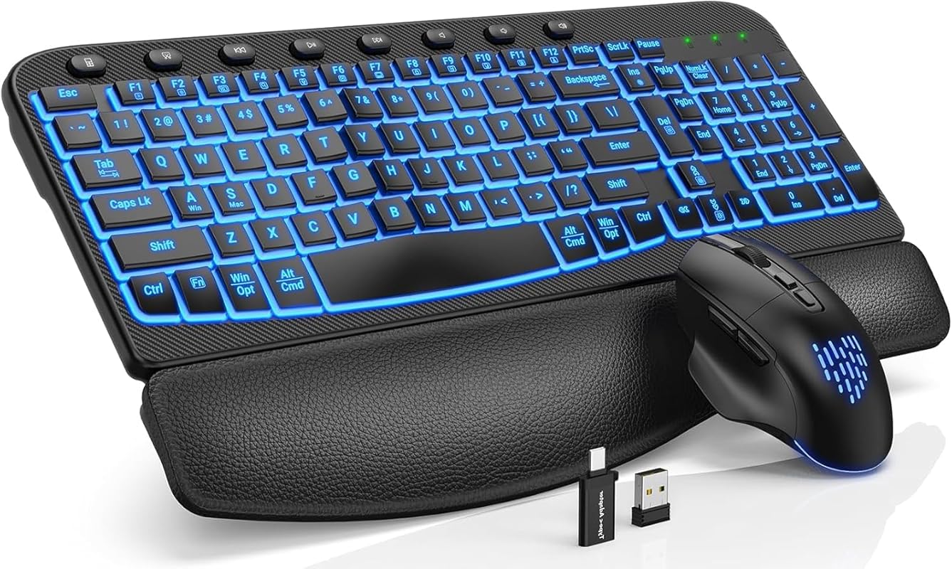 SABLUTE Ergonomic Wireless Keyboard and Mouse Combo - Wave Keyboard wi