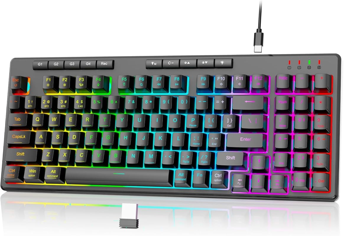 Redragon K517 Pro wireless gaming keyboard with RGB backlit, tri-mode 