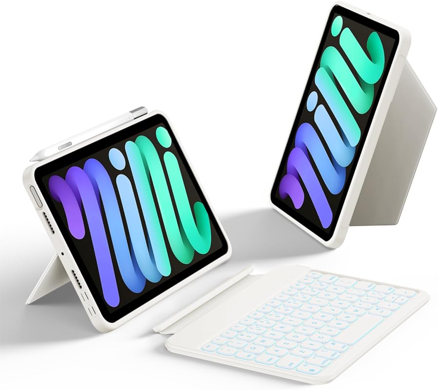 Adjustable stand keyboard case for iPad mini 7 with 11 shortcut keys a
