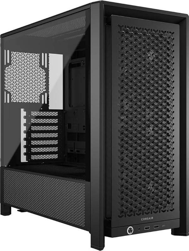 CORSAIR 4000D RS mid-tower case with high airflow, 3 fans, and support