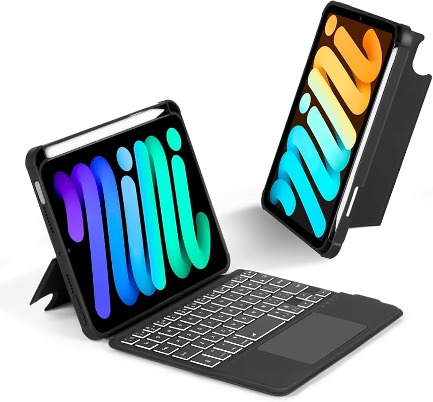 Detachable keyboard case for iPad mini 7 with 7-color backlit and mult