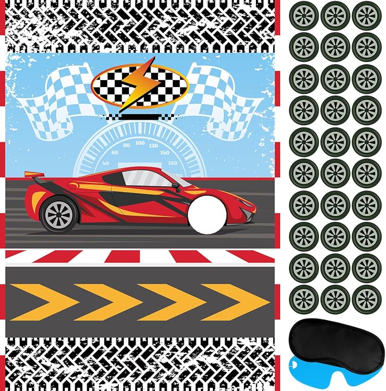 Hxezoc Racing Car Game: Pin the Wheel on the Racing Car with 30 Wheel 