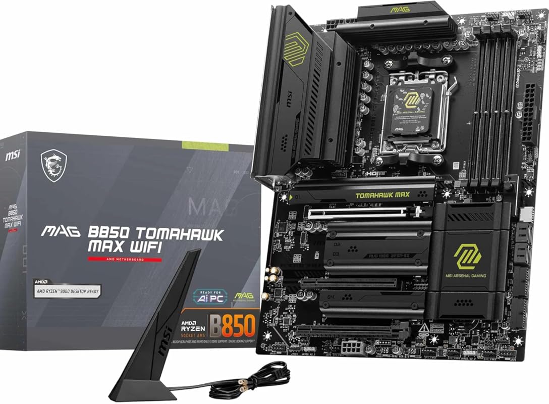 MSI MAG B850 Tomahawk MAX WiFi Motherboard for AMD AM5, DDR5, PCIe 5.0