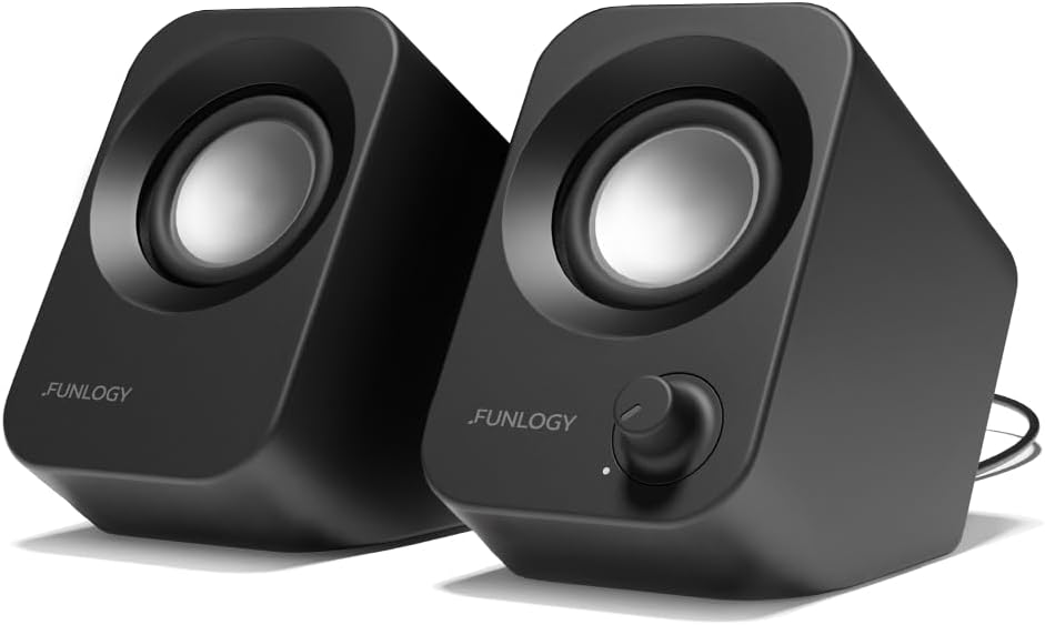 14W USB-Powered PC Speakers with 30° Tilt, Volume Control, for Desktop