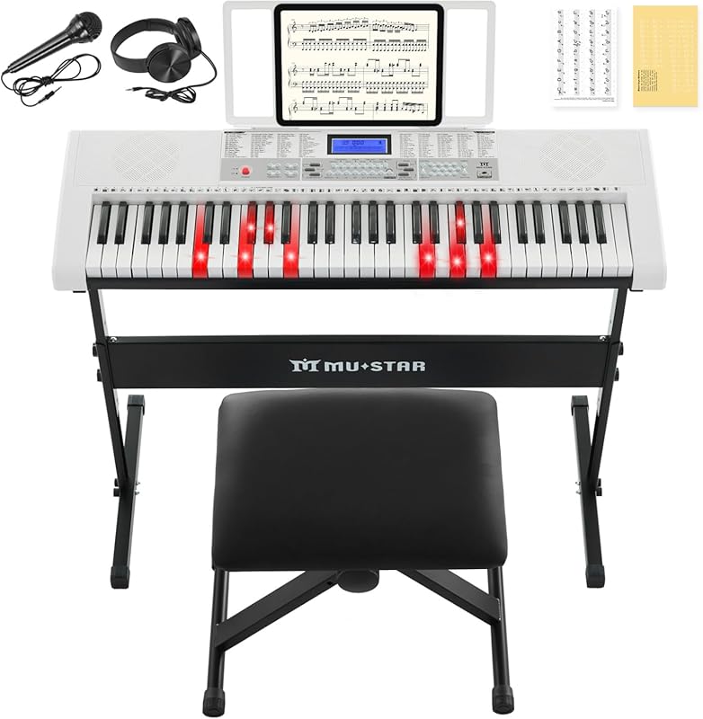61-Key Electric Piano with Light-Up Keys, Microphone, and Learning Sys