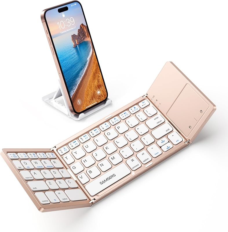 Samsers Foldable Bluetooth Keyboard with Touchpad - Portable Wireless 