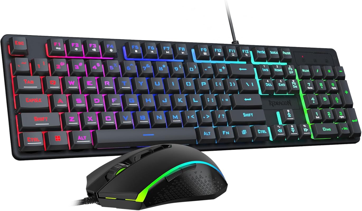 Redragon S107 RGB Gaming Keyboard and Mouse Combo with 10000 DPI and P
