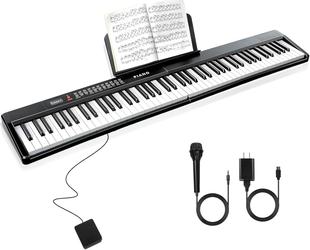 88-Key Semi-Weighted Digital Piano with MIDI, Bluetooth, and 1000 Tone