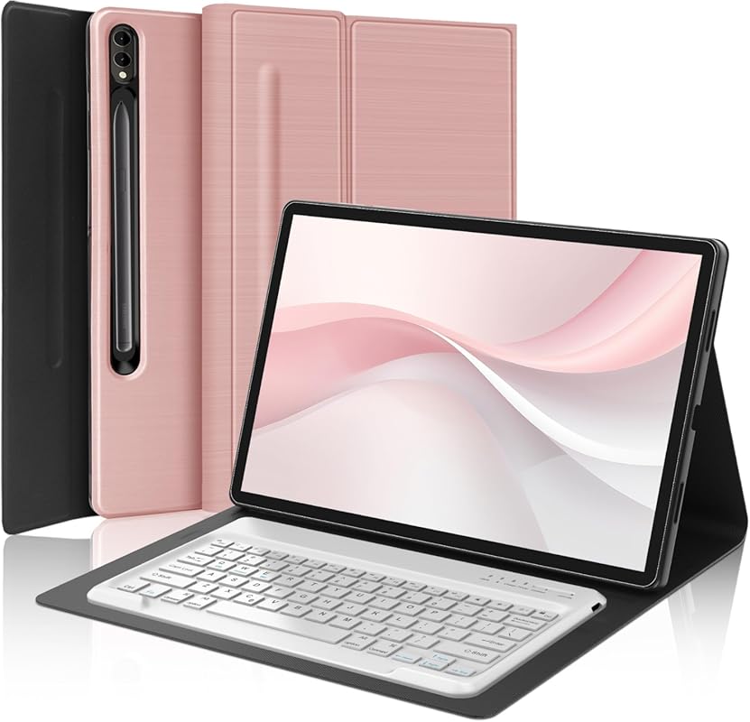 Rose Gold Keyboard Case for Samsung Galaxy Tab S8 Ultra – Detachable, 