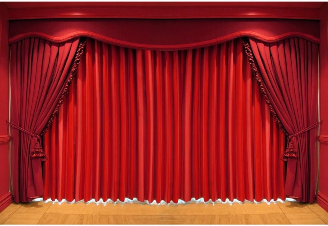 Yeele 8x6ft Theatre Stage Backdrop Red Drapes Curtain Wooden Floor The