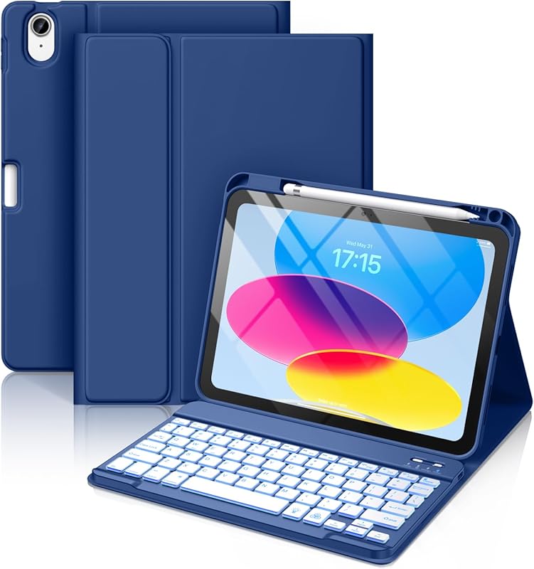 Hamile iPad 11th/10th Gen case with wireless detachable keyboard and 7