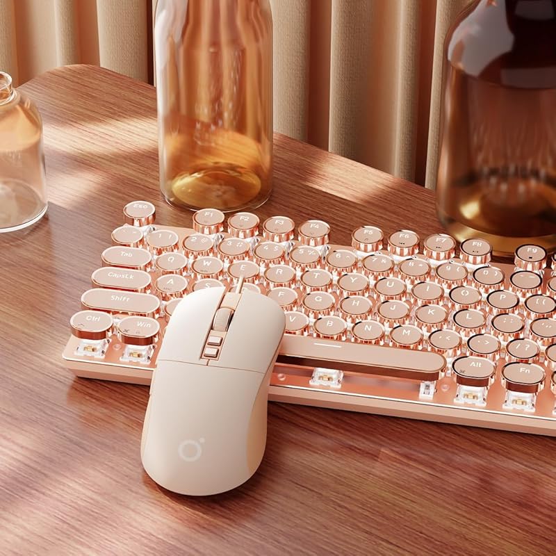 EWEADN Wired Typewriter keyboard and Mouse Combo, Typewriter Style Mec