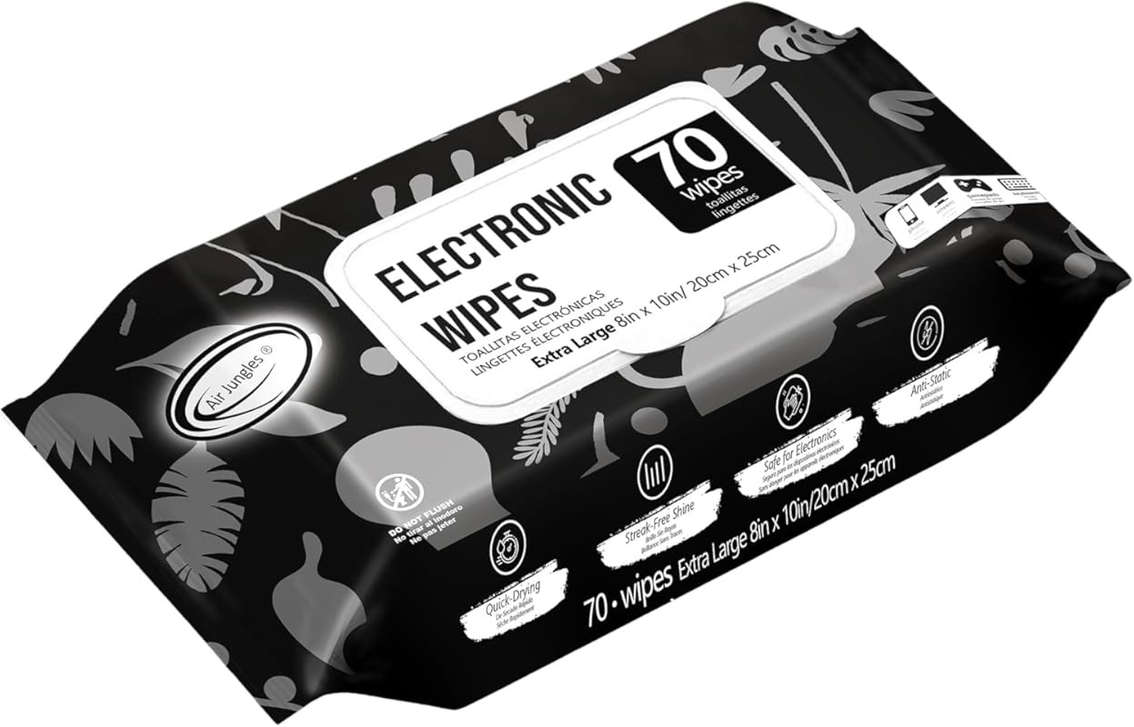 Air Jungles Electronic Wipes Screen Cleaner 70 Count, No Cloth Needed,