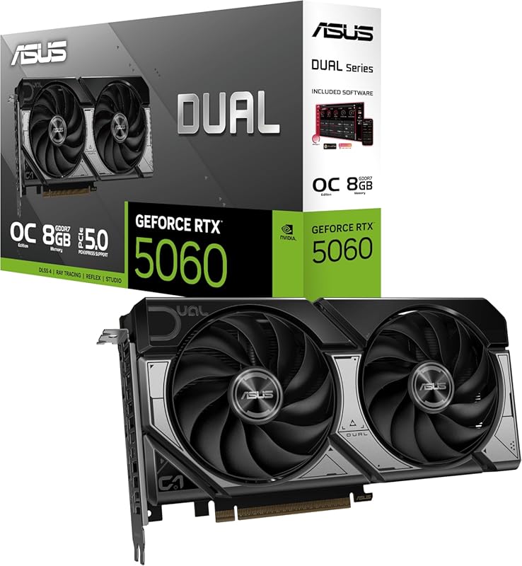 ASUS Dual GeForce RTX 5060 8GB GDDR7 OC Edition with PCIe 5.0, DLSS 4,