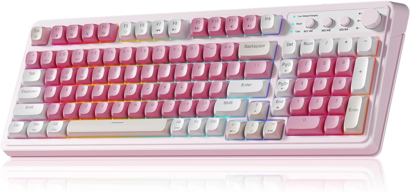 AULA 99-key wireless gaming keyboard with RGB backlight and tri-mode c