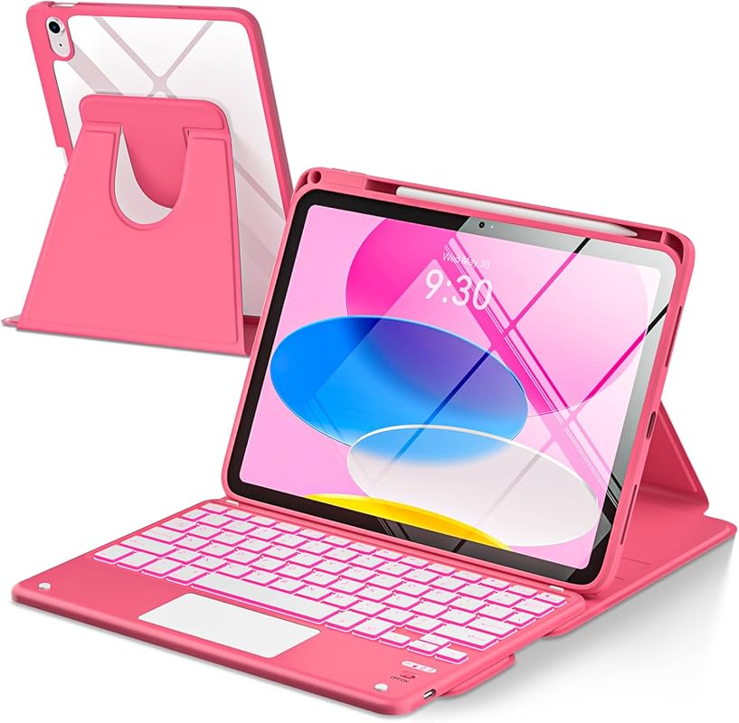 iPad 10th Gen Keyboard Case with Touchpad, Backlit, and Pencil Holder 