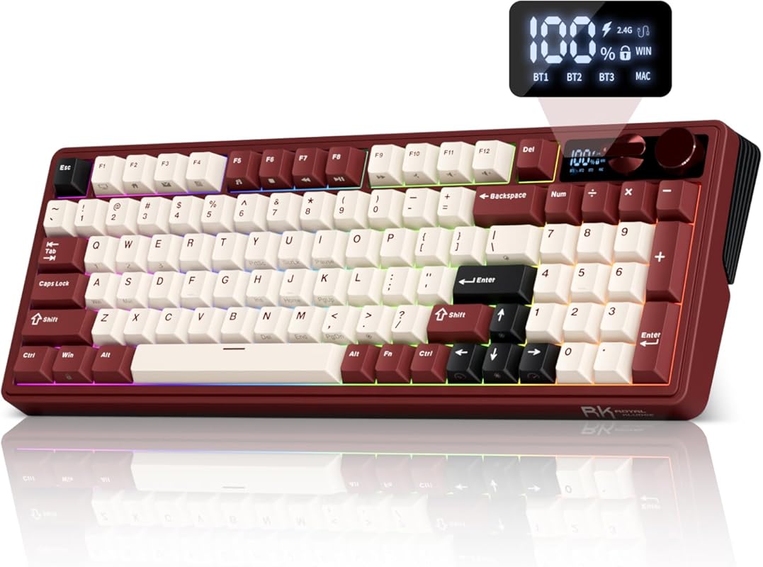 RK Royal Kludge M100 wireless mechanical keyboard with screen, dual kn
