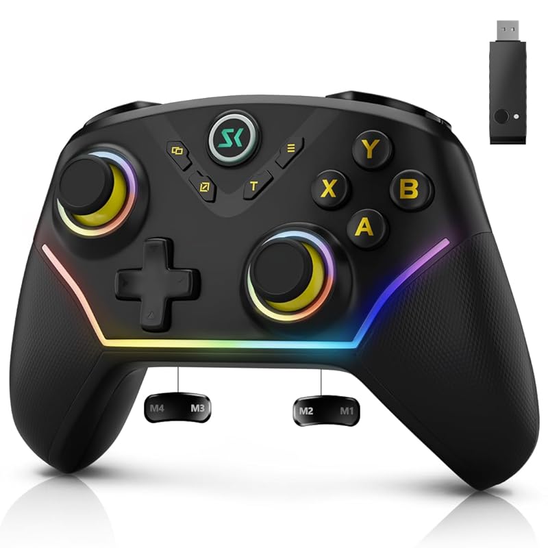 Multi-Platform Wireless Controller, PC Gaming Controller with 2.4G Adp