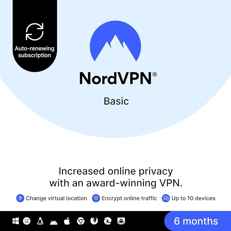 NordVPN Basic for 10 devices over 6 months – premium VPN software