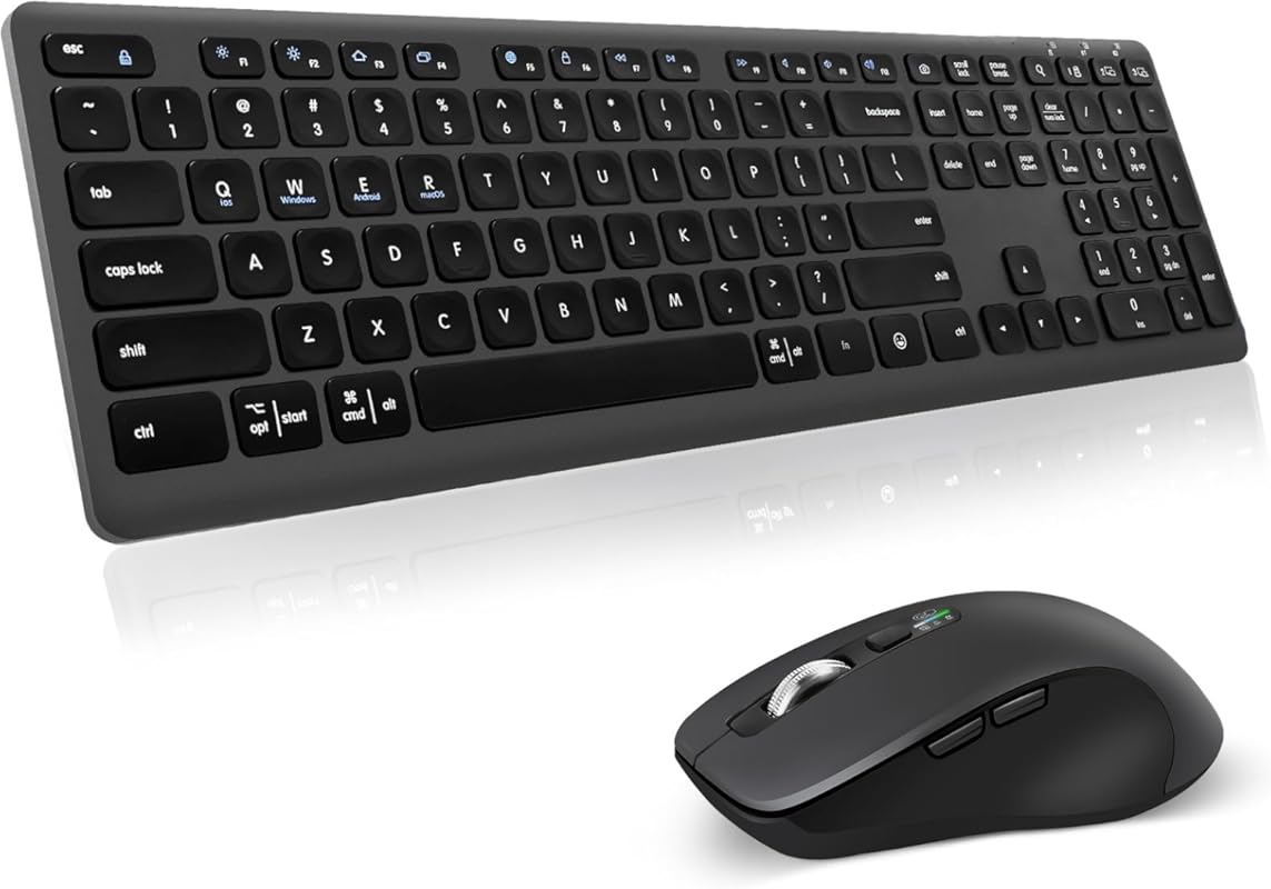 Wireless Keyboard and Mouse Combo with Multi-Device Support and Quiet 